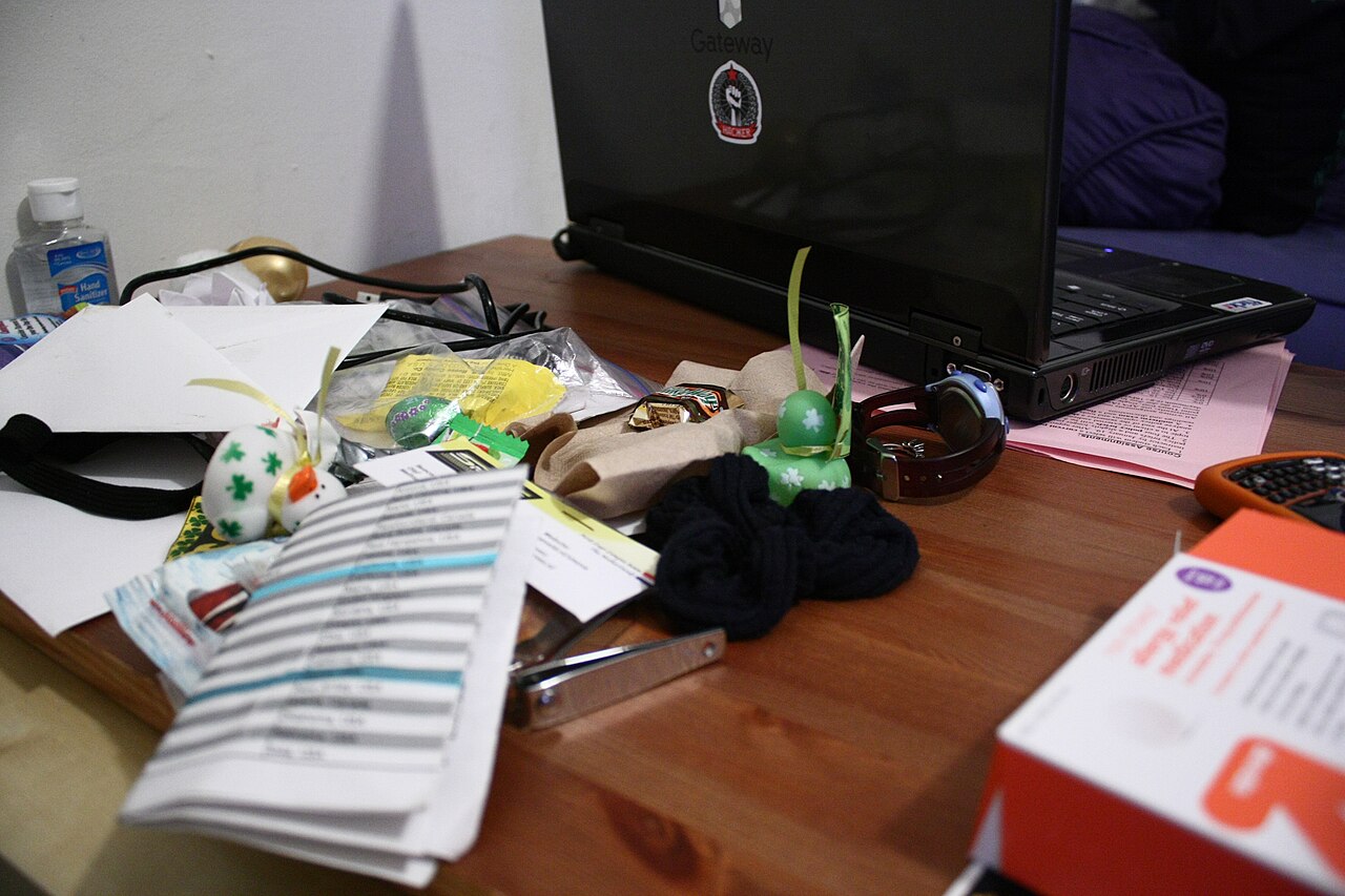 Cluttered coffee table