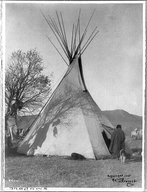 Crow tipi near Crow Agency, Montana, around 1905