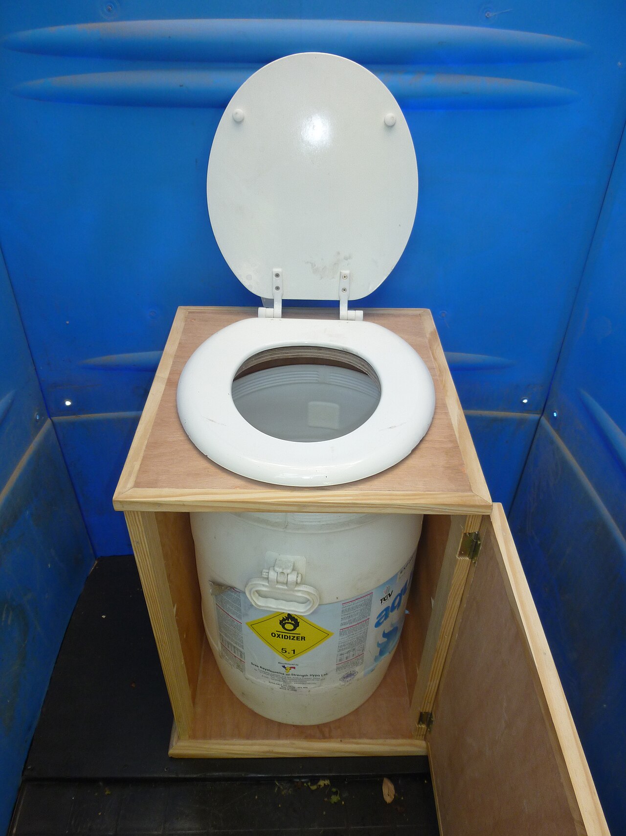 Inside a SOIL Ekoobil toilet - a porta-potty converted into a EcoSan toilet