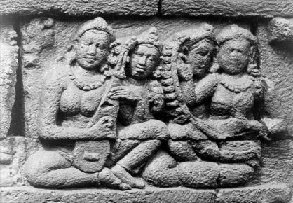 Borobudur lute and harp, 9th century CE
