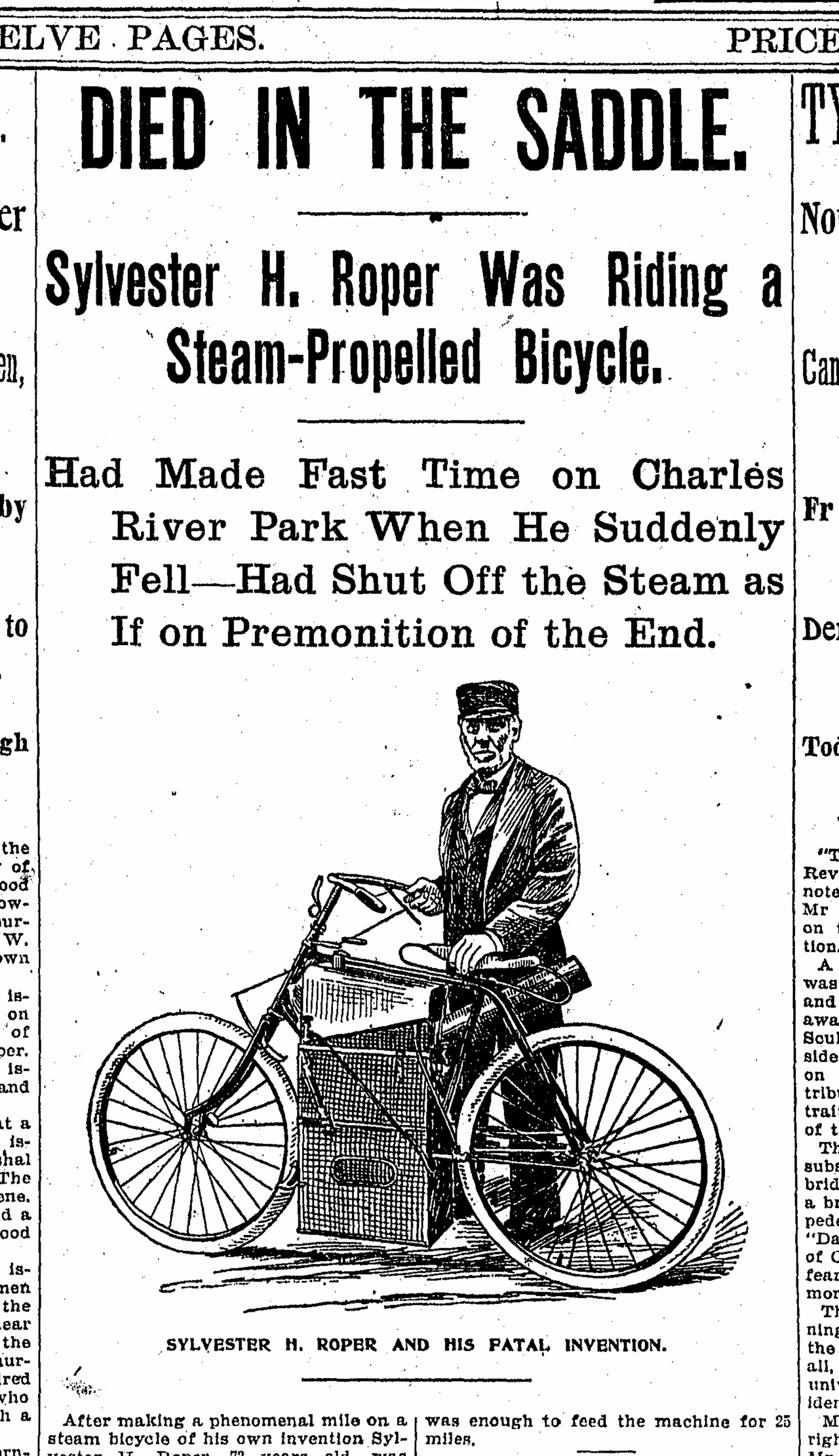 Sylvester H Roper Died in the Saddle Boston Daily Globe 2 June 1896