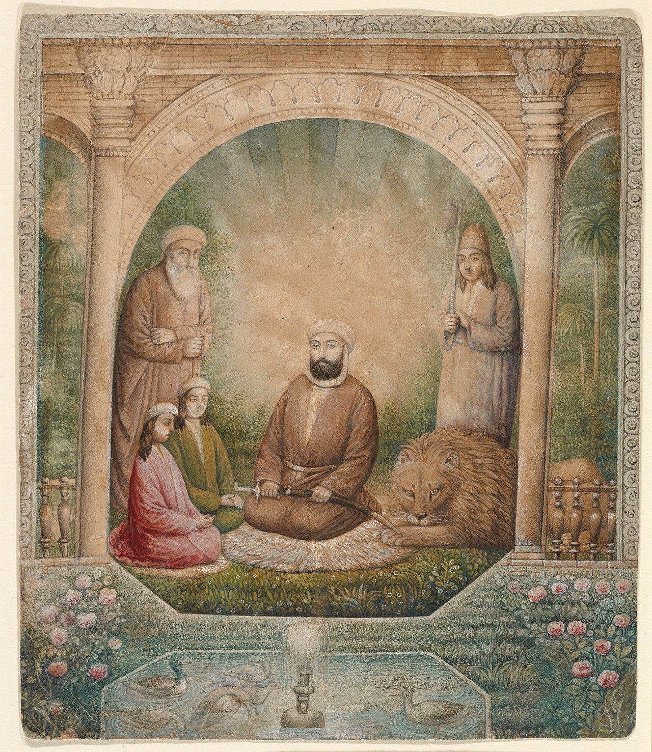 A Portrait of 'Ali, Hasan, Husayn, and the Sufi Leader Nur 'Ali Shah Ni 'matullahi