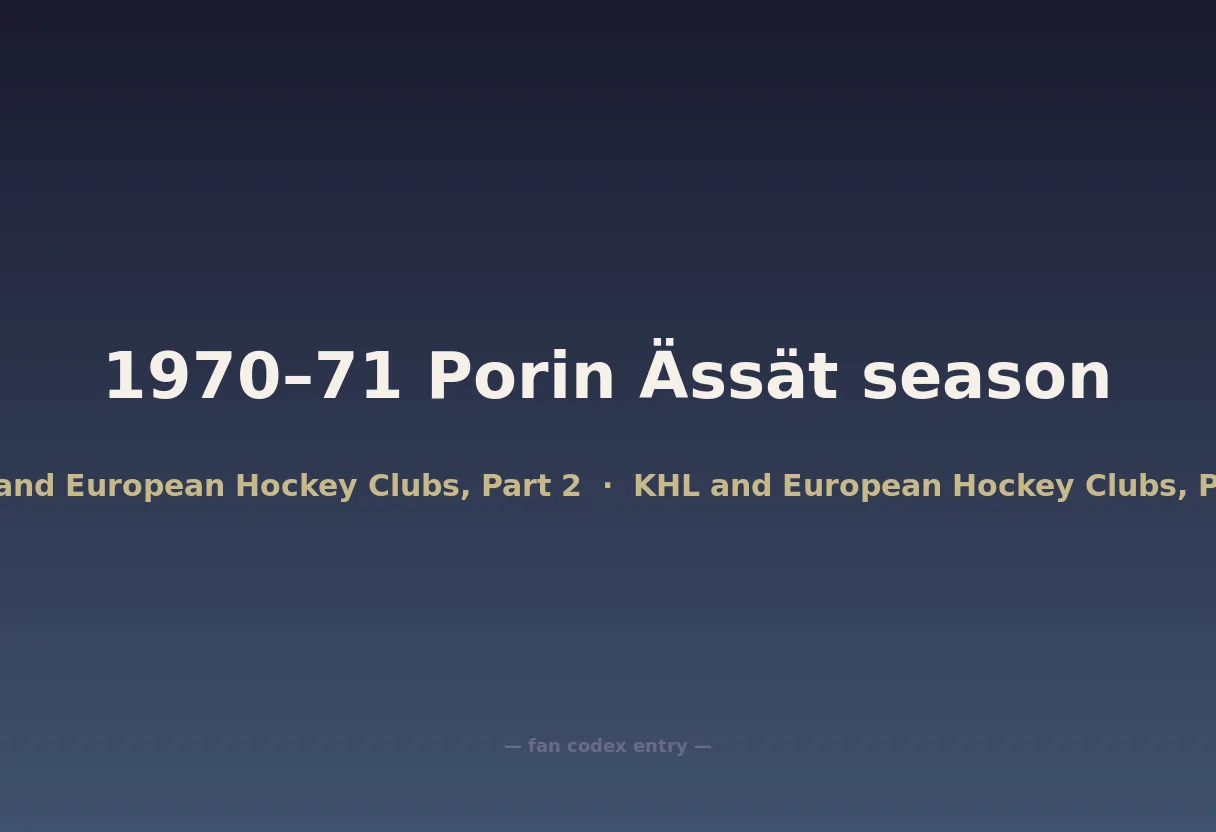1970–71 Porin Ässät season