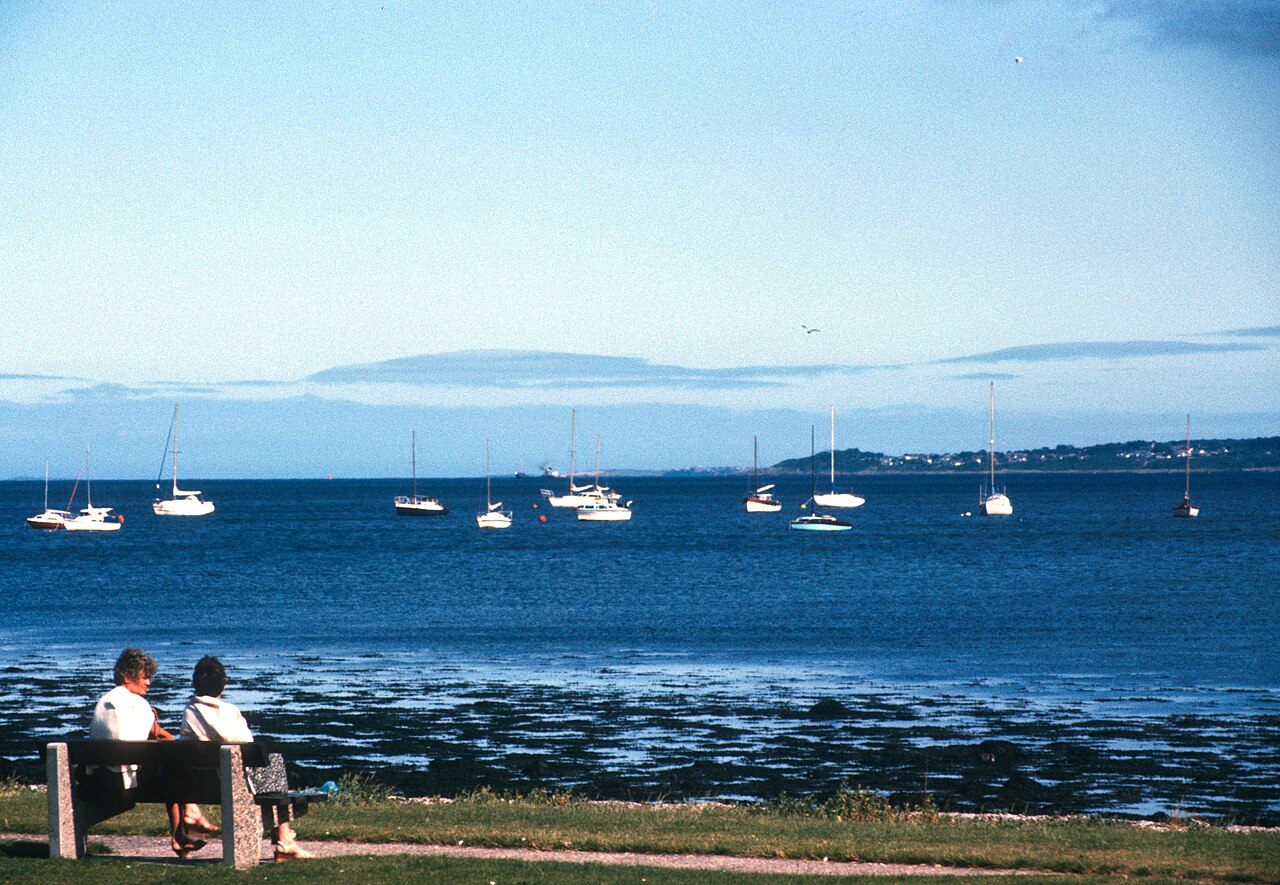 Bench, boats, coast