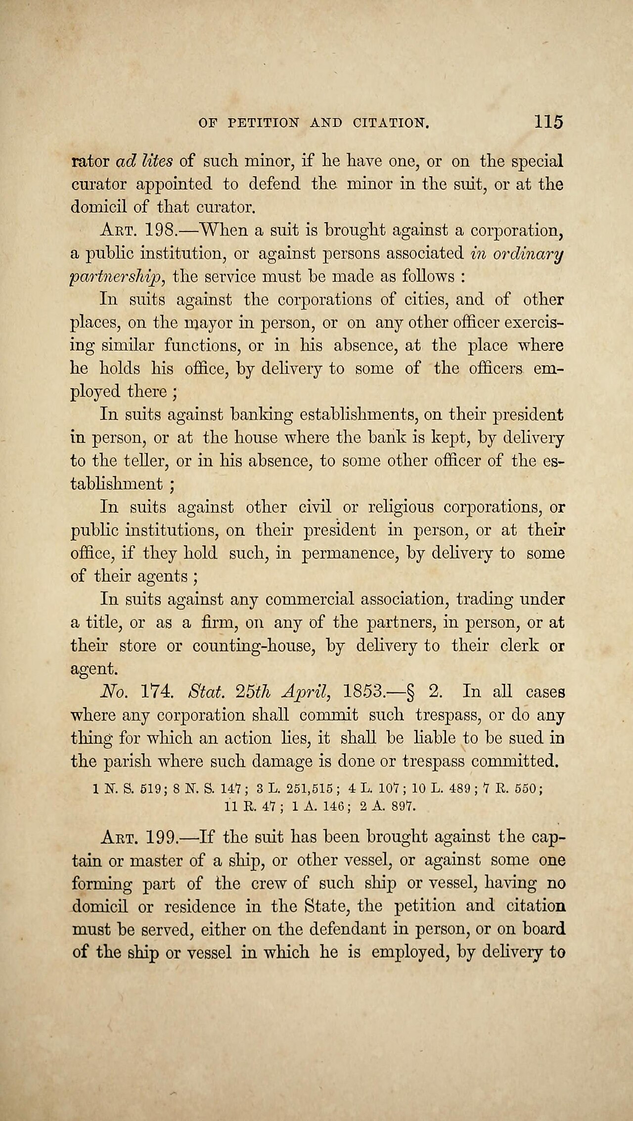 Code of practice in civil cases for the state of Louisiana - with the statutory amendments from 1825 to 1853, inclusive; and references to the decisions of the Supreme court of Loui - DPLA - 9f33cf64714a72551e423f00e9b991d7 (page 120)