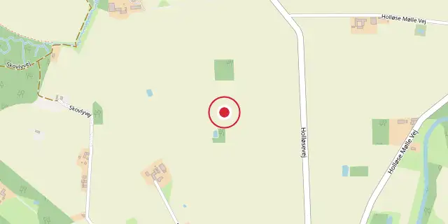 Street map of the area around Gunderslevholm; the red dot marks 55°17′53″N 11°40′16″E