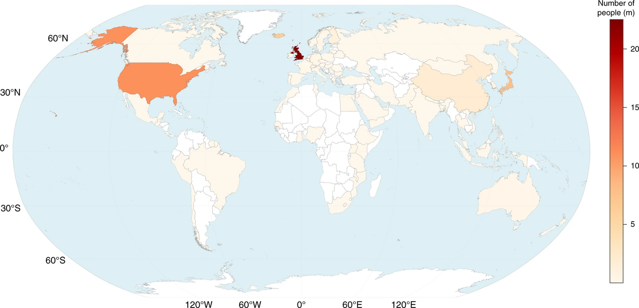 A Choropleth Map of the Concentration of GWAS Participant Recruitment