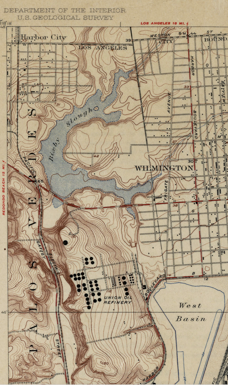 Bixby Slough, 1924, USGS Topographical Map, Wilmington