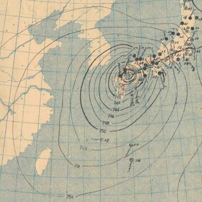 17,September,1945 Typhoon weather map