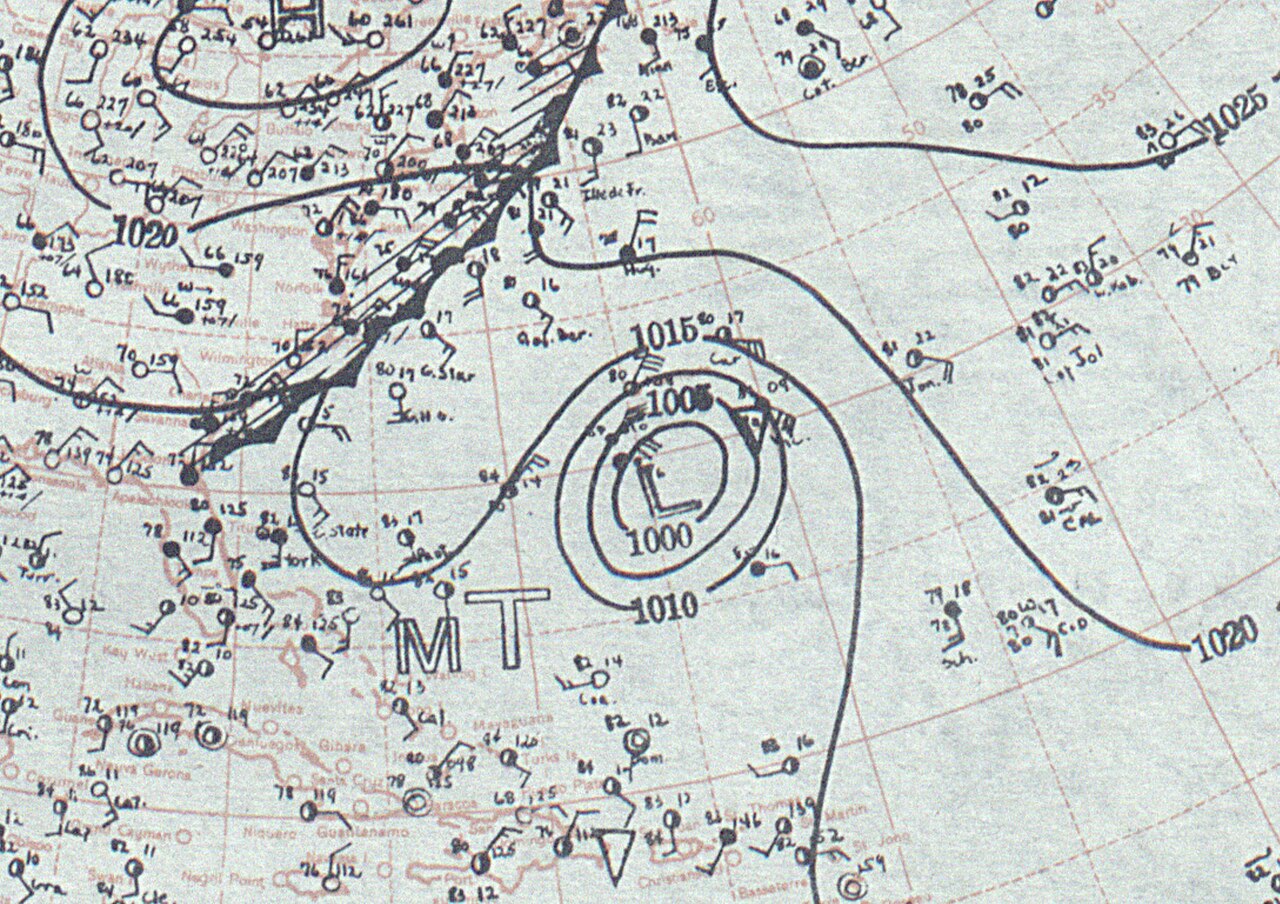 Chesapeake–Potomac hurricane synoptic weather map 8-20-1933