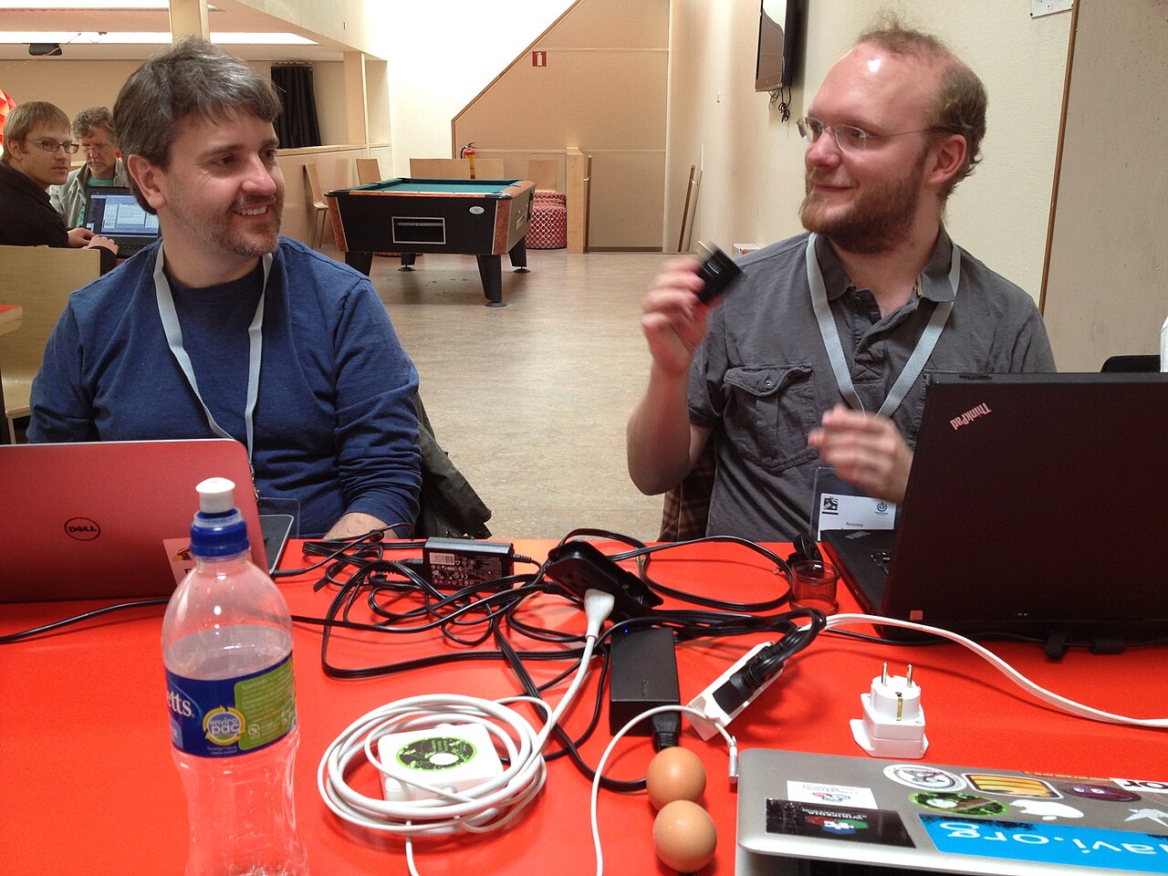 Anomie shows off his power converter at -wmhack Amsterdam 2013