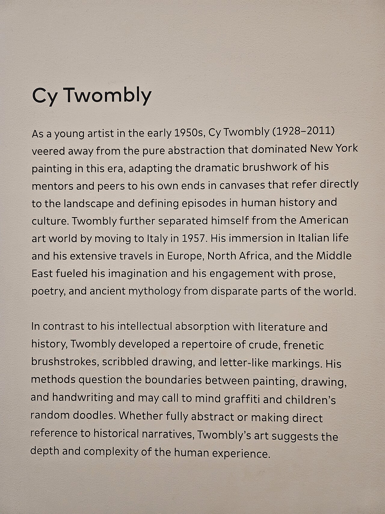 Cy Twombly, Paintings in the San Francisco Museum of Modern Art, SFMOMA