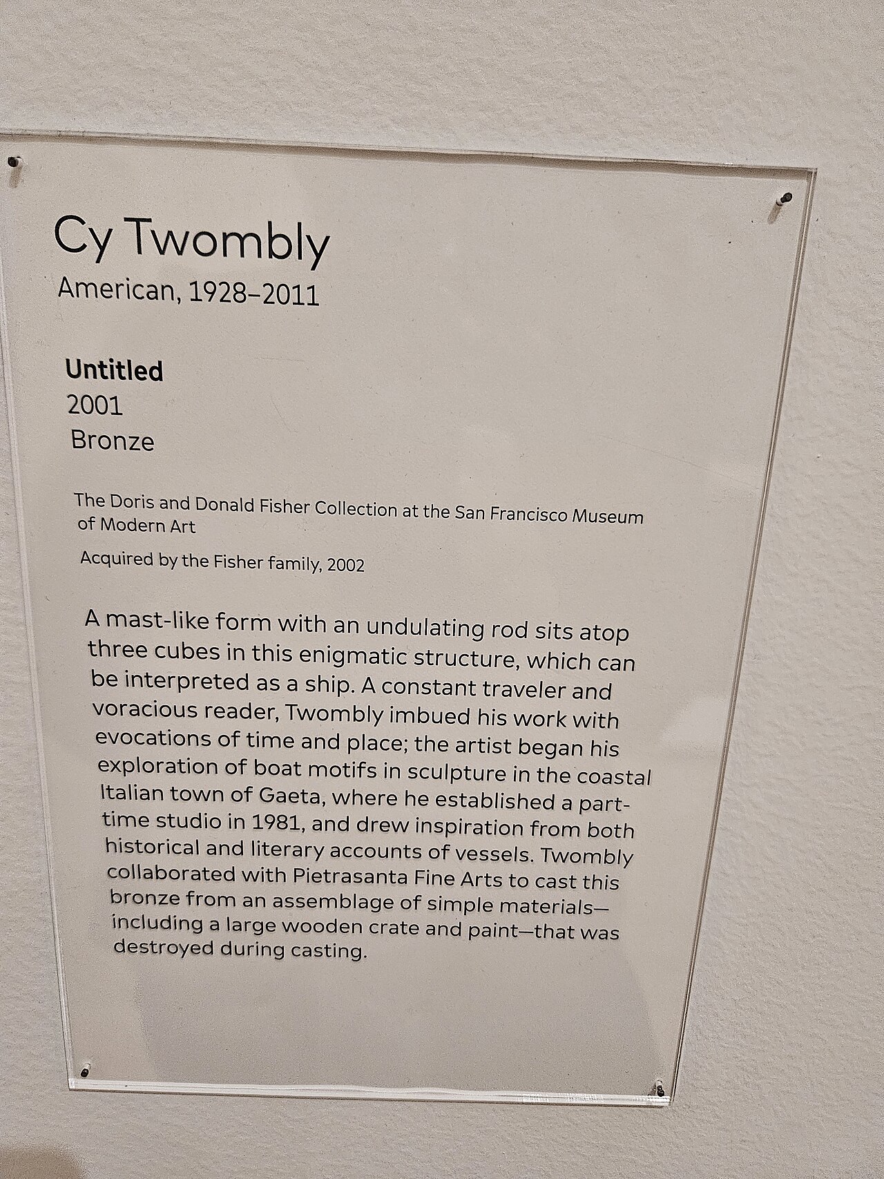 Untitled, 2001, Bronze, Cy Twombly, San Francisco Museum of Modern Art, SFMOMA