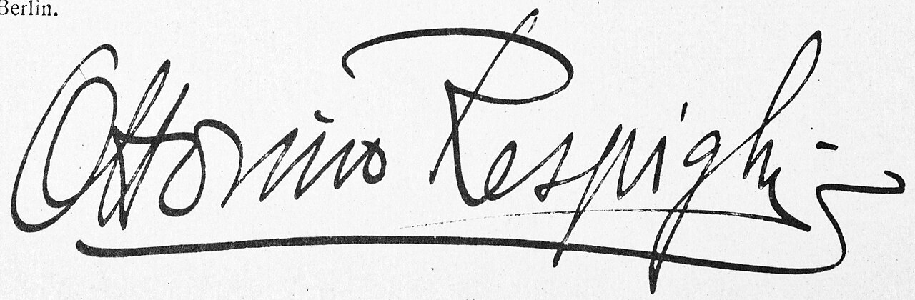 Ottorino Respighi's published signature, 1927