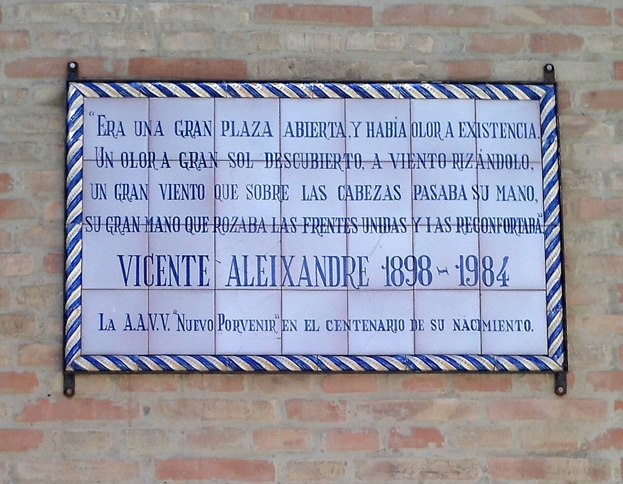 Azulejo a Vicente Aleixandre