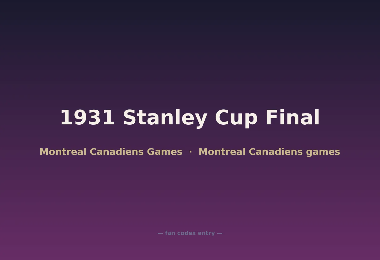 1931 Stanley Cup Final