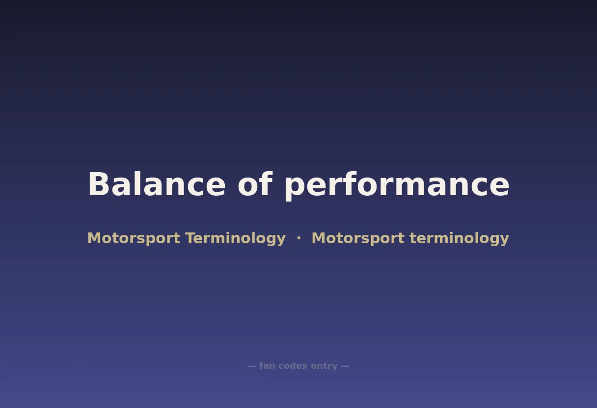 Balance of performance