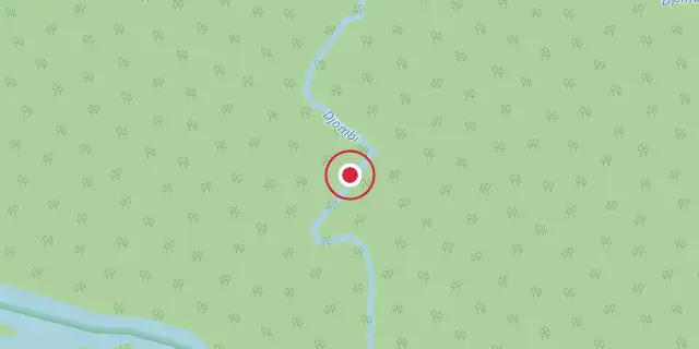 Street map of the area around Nki National Park; the red dot marks 2°25′01″N 14°25′01″E