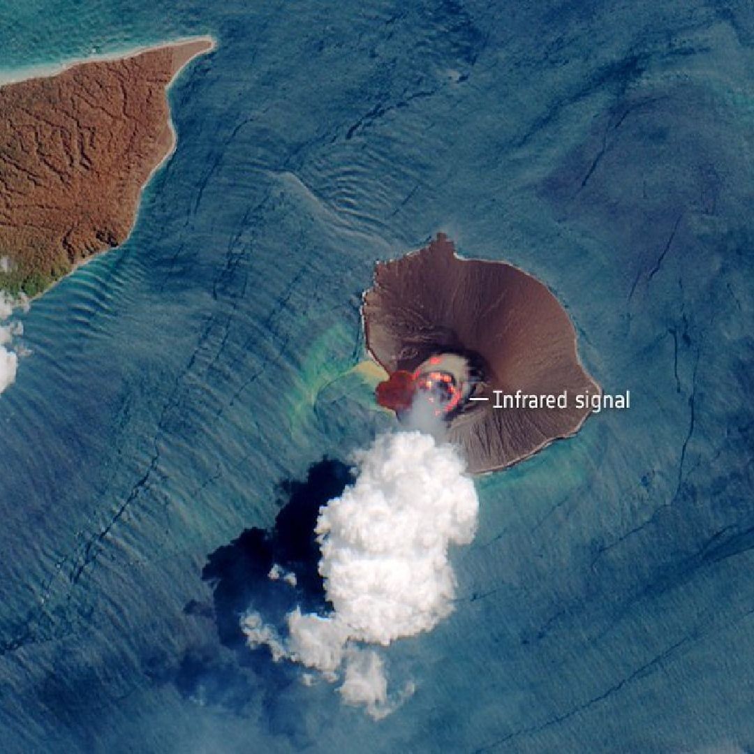 Anak Krakatoa from space with infrared 2020-04-17