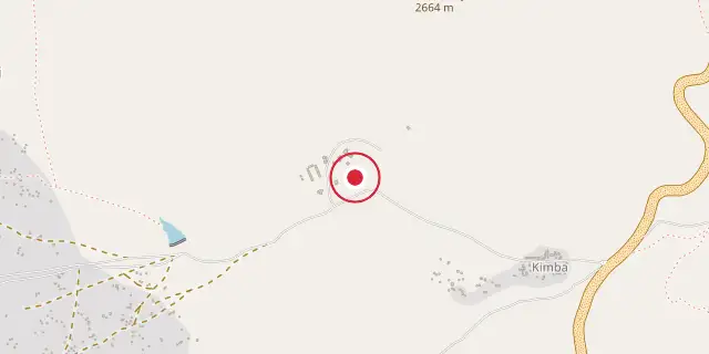 Street map of the area around Ngorongoro Conservation Area; the red dot marks 3°12′36″S 35°27′36″E