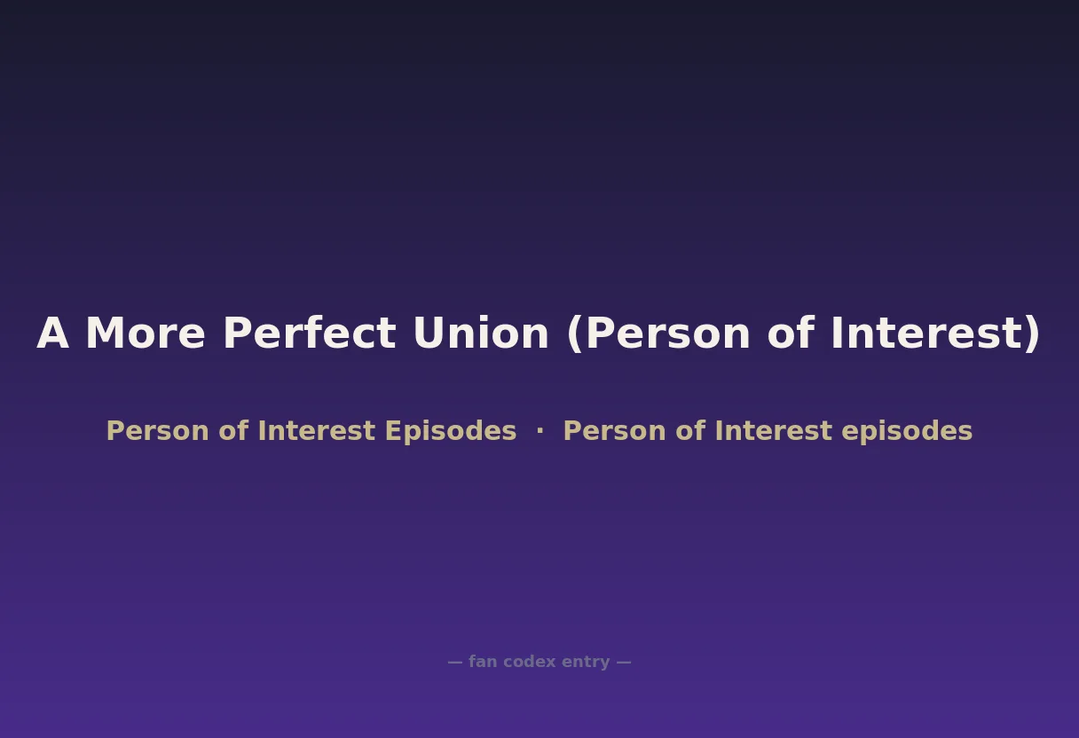 A More Perfect Union (Person of Interest)