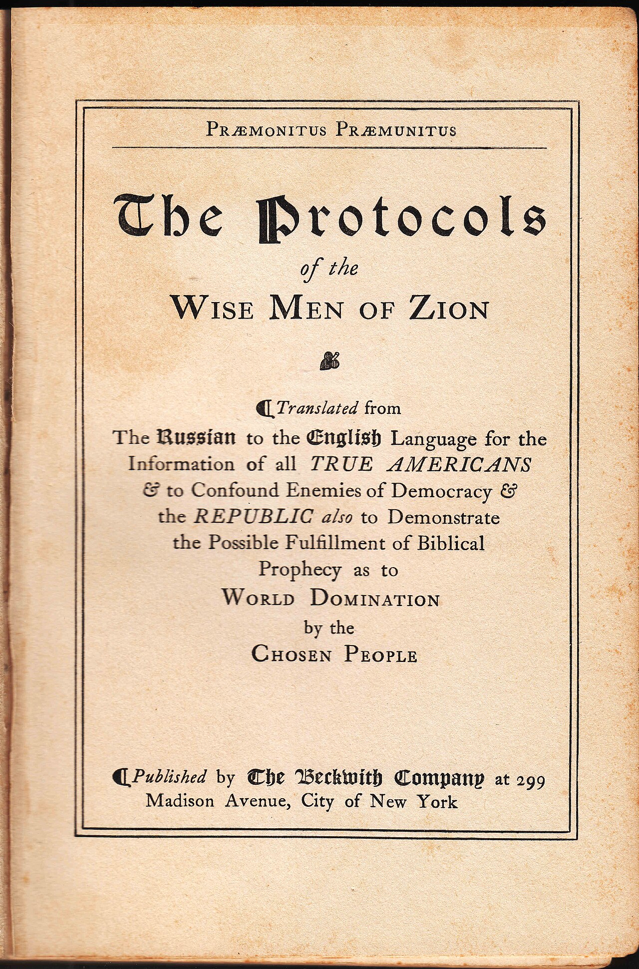 The Protocols of the Elders of Zion