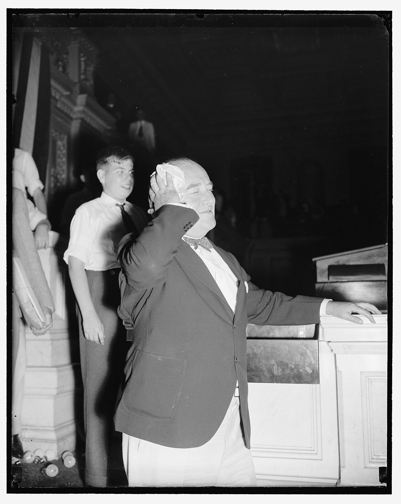 Glad it's over. Washington, D.C., June 16. Rep. John J. O'Connor of New York, Chairman of the powerful House Rules Committee, wipes his fevered brow as a hectic day was climaxed tonight when LCCN2016873715