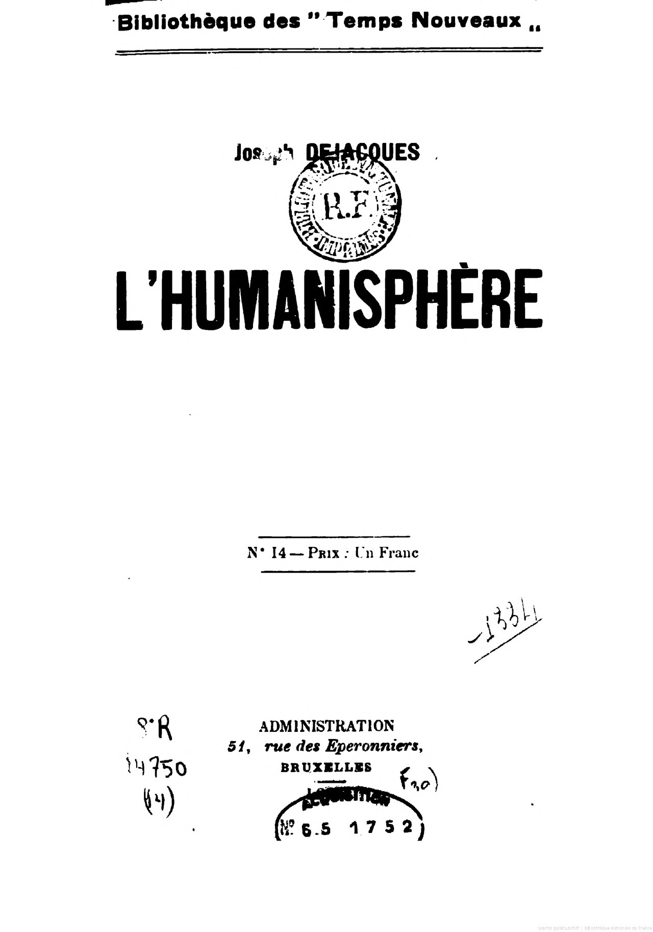 Déjacque - L’Humanisphère, utopie anarchique