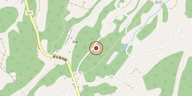 Street map of the area around Tottori Prefecture; the red dot marks 35°26′56″N 133°45′58″E