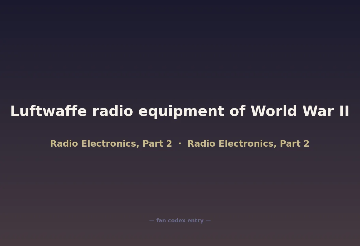 Luftwaffe radio equipment of World War II