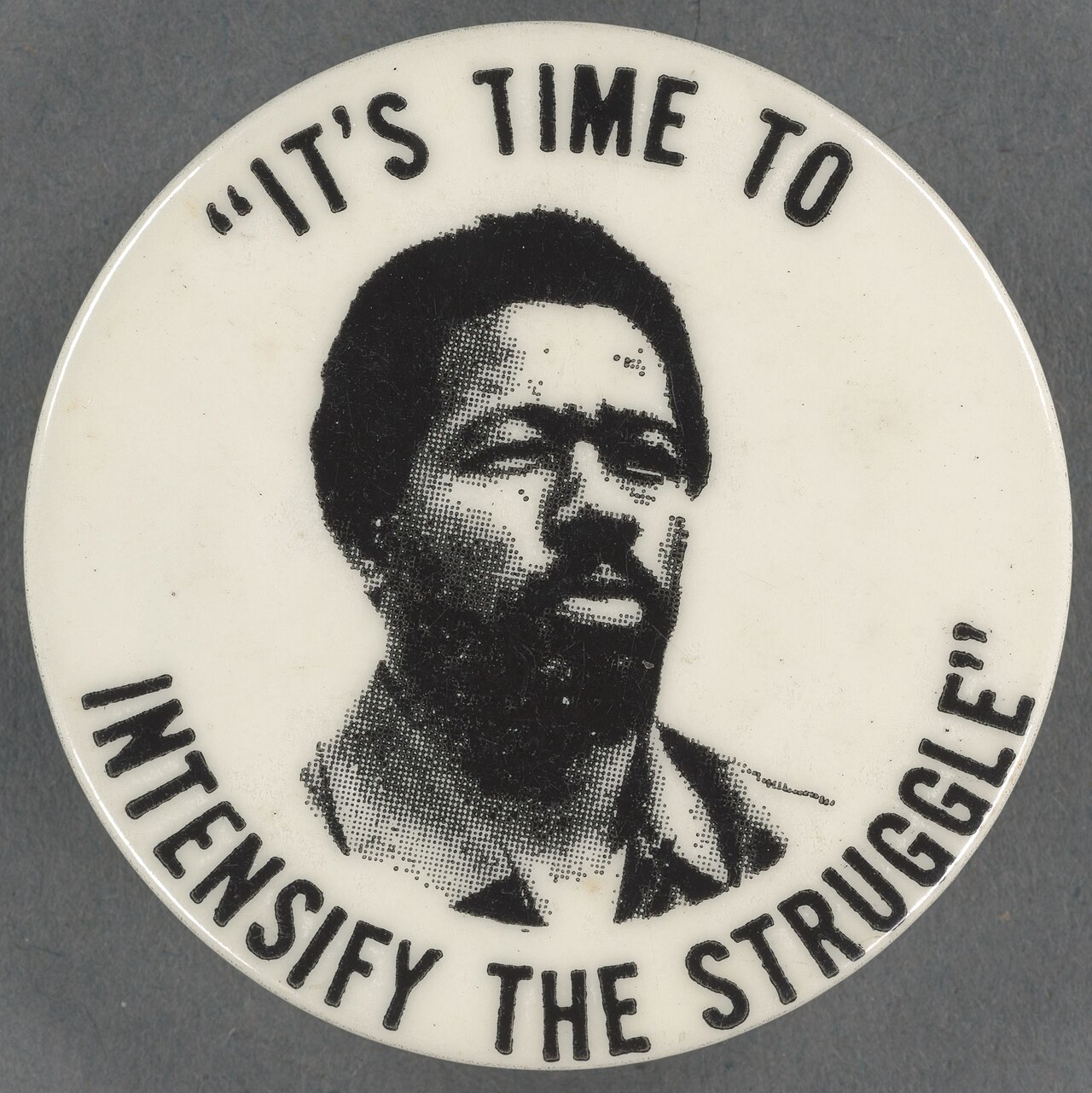 "It's Time to Intensify the Struggle" political button Eldridge Cleaver