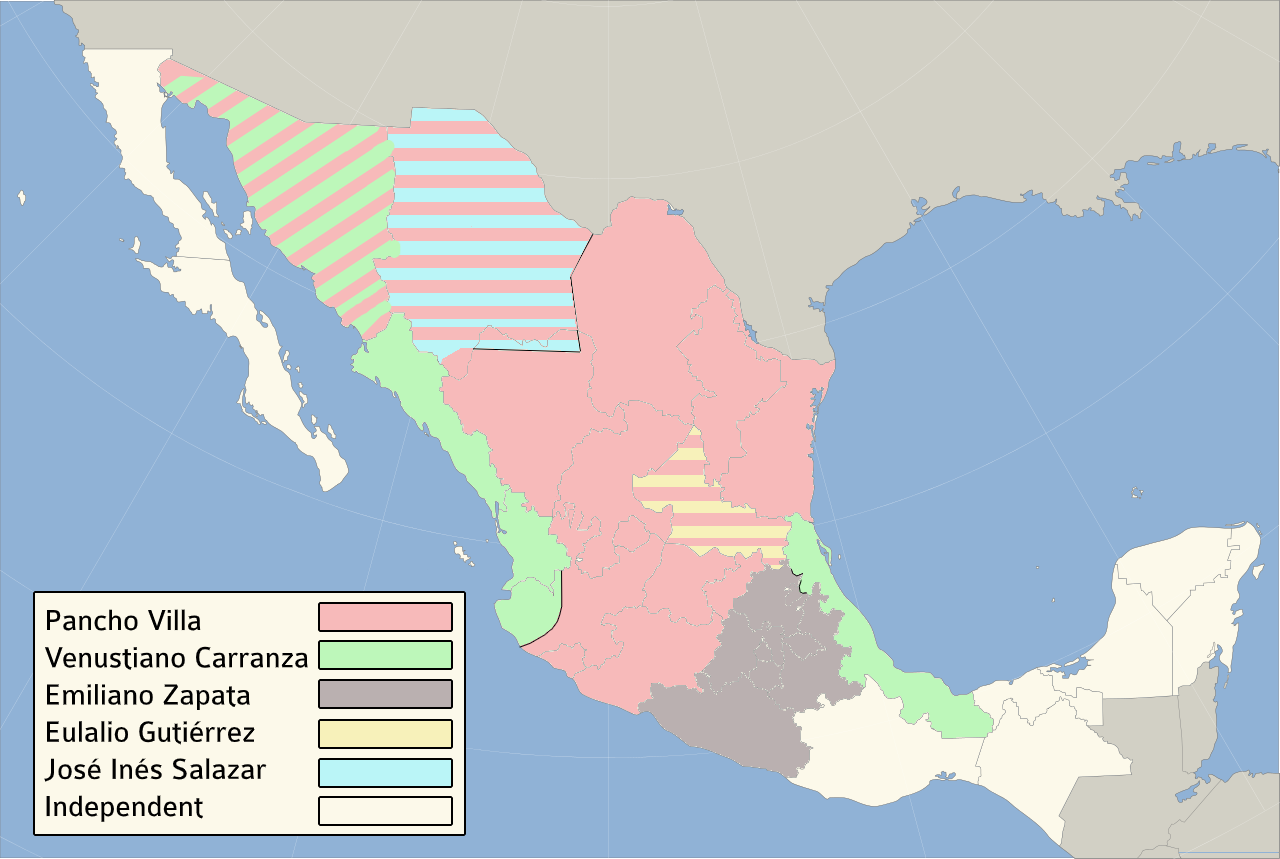 Map of Mexico Revolution 1915