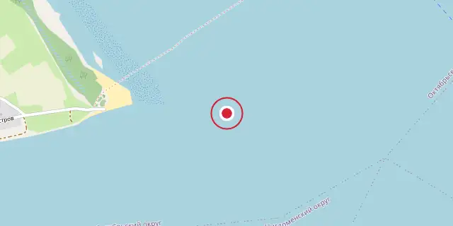 Street map of the area around Northern Dvina; the red dot marks 64°31′59″N 40°28′59″E
