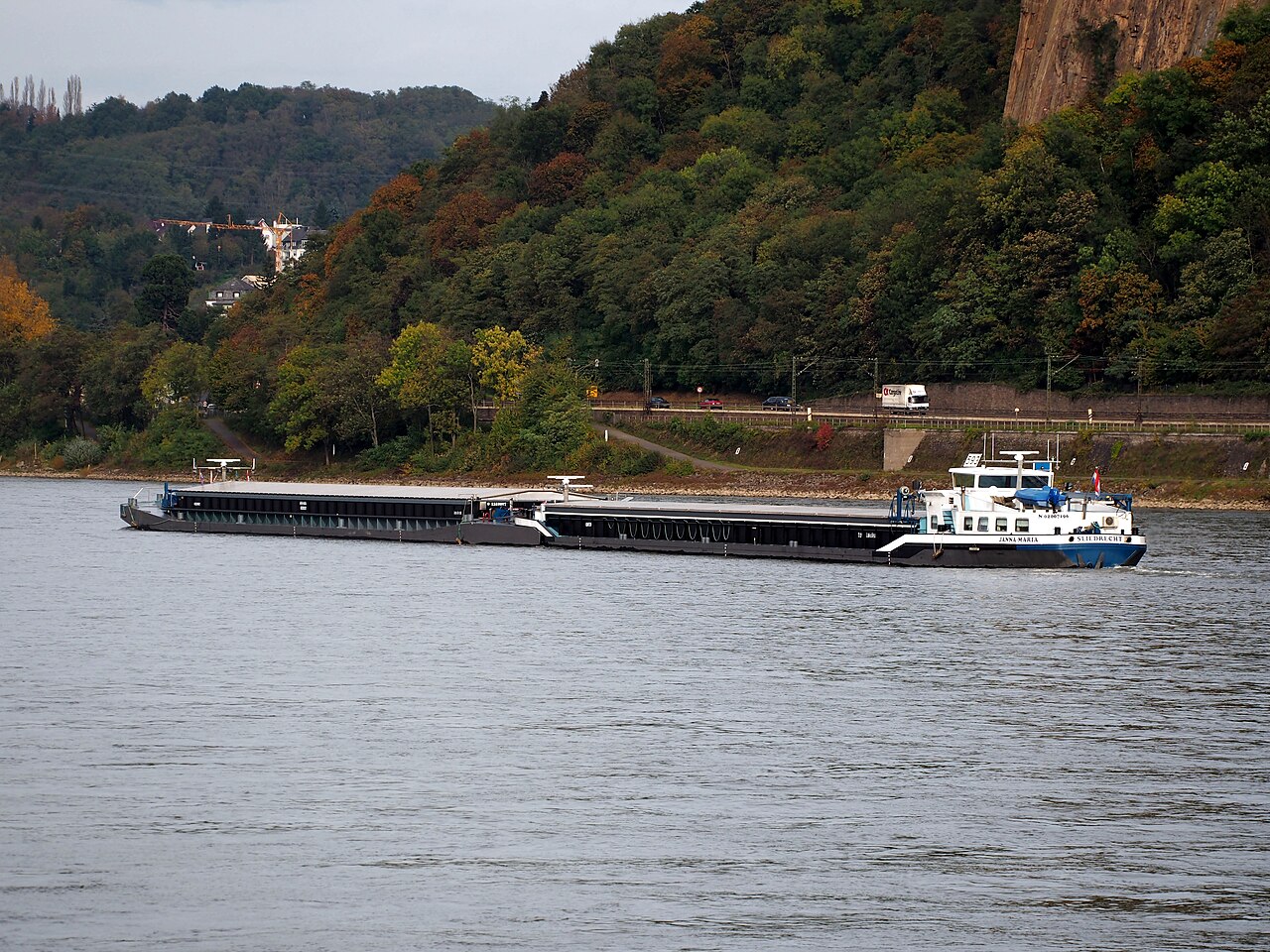 Janna-Maria, ENI 02007196 & Janna-Maria II, ENI 02319097on the Rhine river at Koblenz, pic1