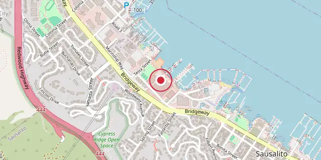 Street map of the area around U.S. Army Corps of Engineers Bay Model; the red dot marks 37°51′50″N 122°29′42″W