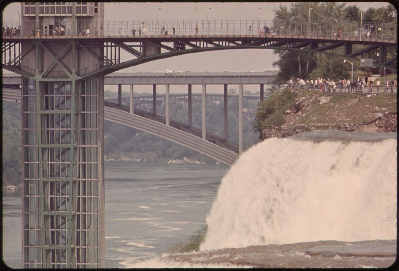 A VIEW OF AMERICAN NIAGARA FALLS FROM GOAT ISLAND, SHOWING A PORTION OF THE PROSPECT POINT OBSERVATION TOWER AND... - NARA
