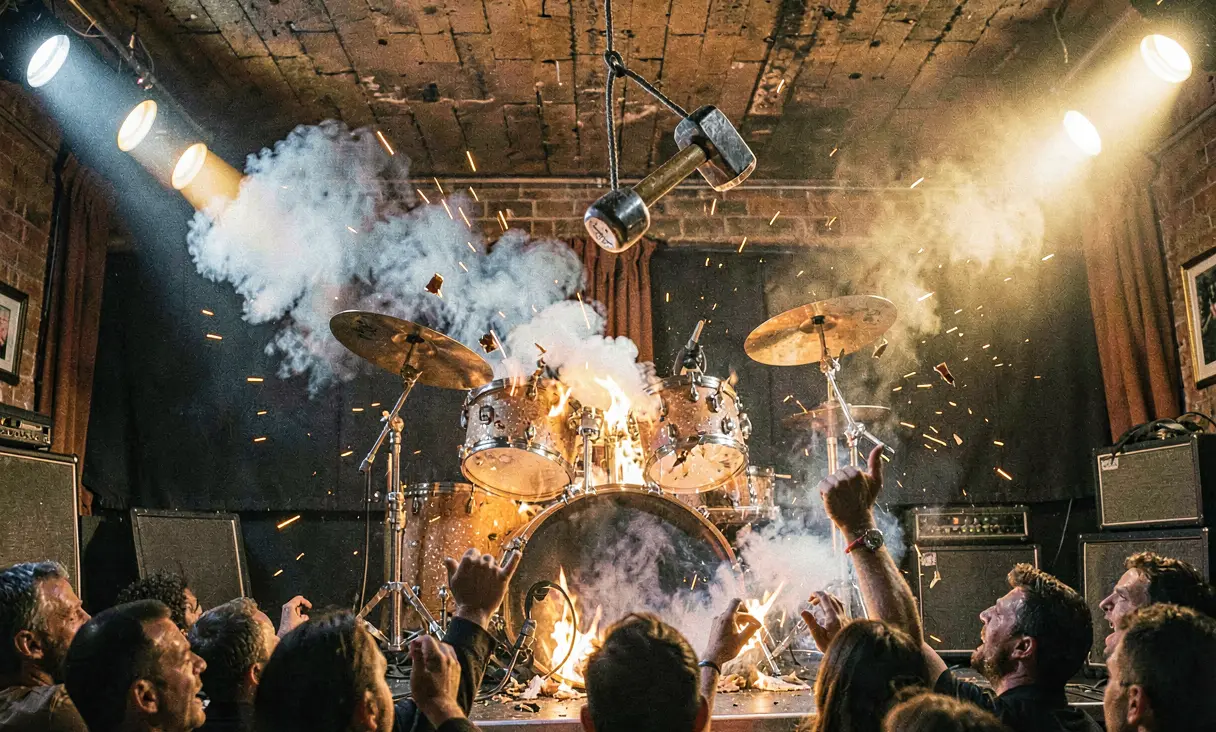 Keith Moon drum kit destruction