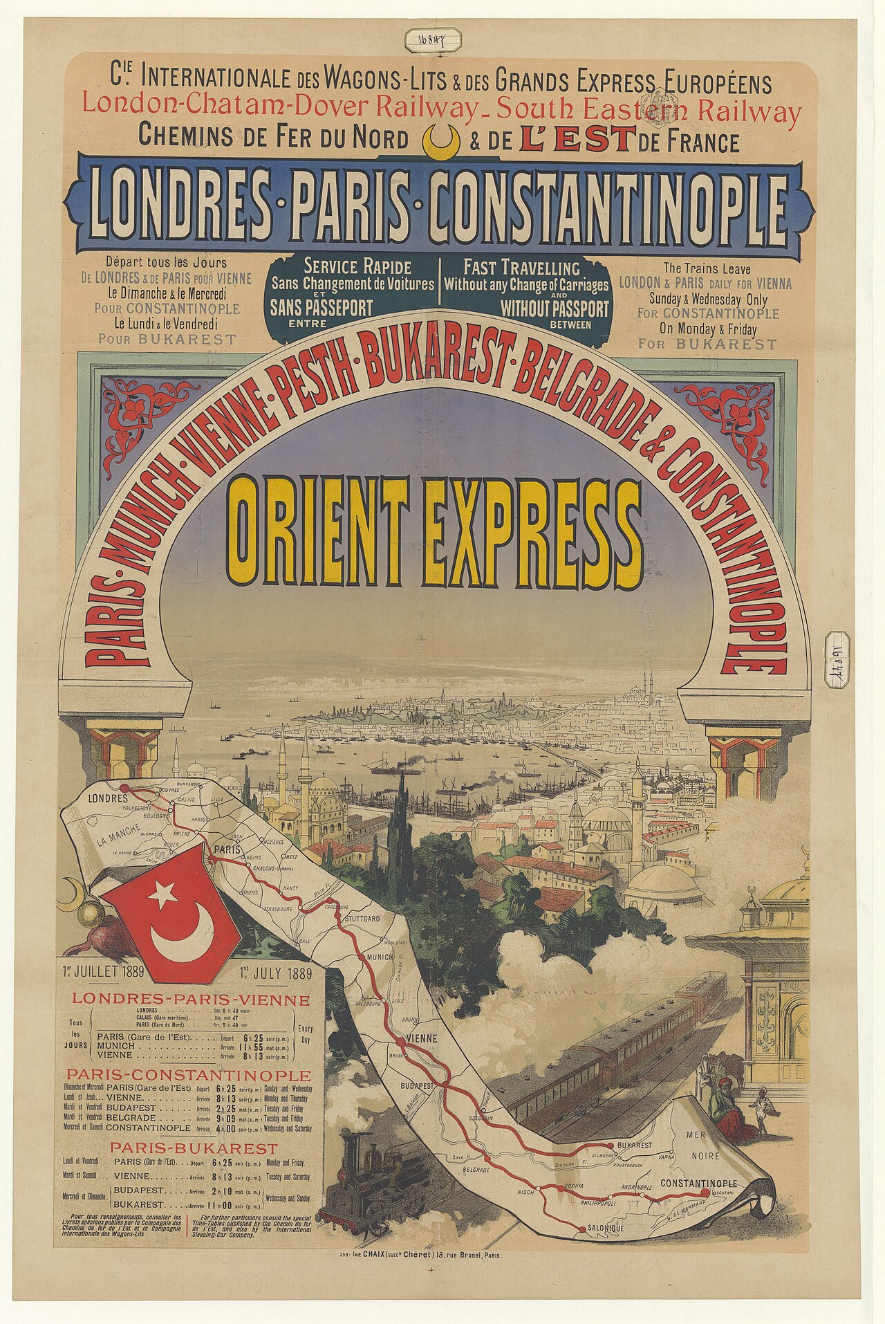Orient-Express advertisement - Londres-Paris-Constantinople