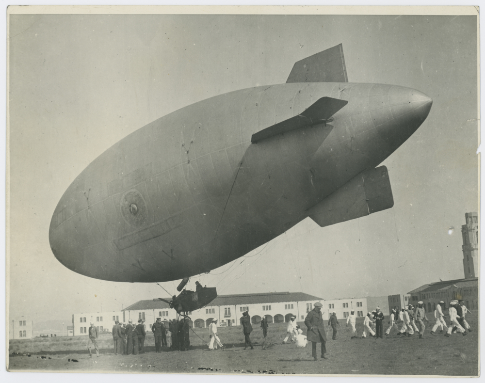 (Airship, with Soldiers Gathered Beneath)