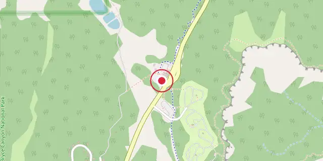 Street map of the area around Bryce Canyon; the red dot marks 37°38′24″N 112°10′12″W