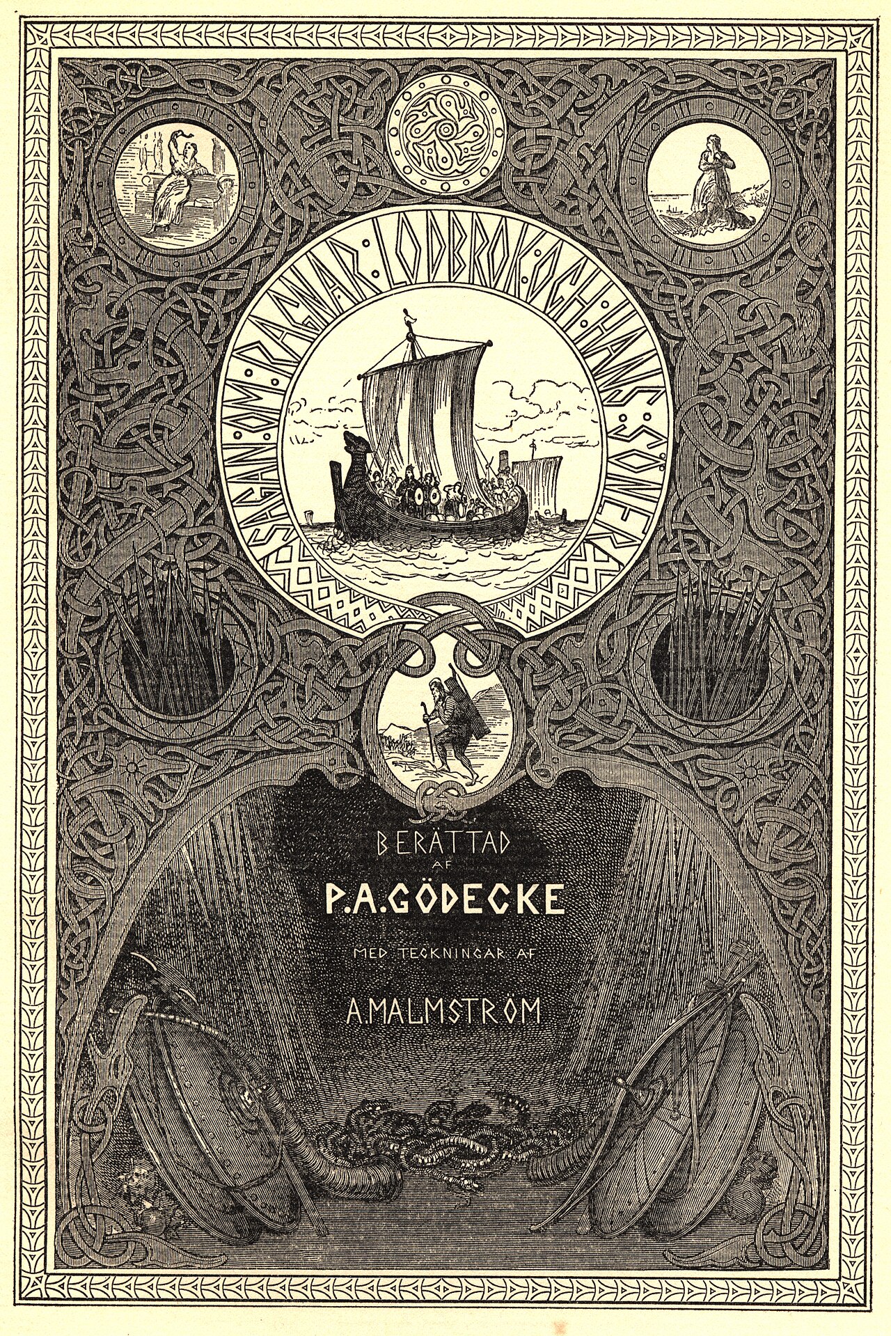 August Malmström - Book illustration - Sagan om Ragnar Lodbrok 1880