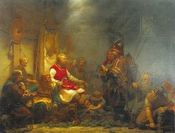 King Aella's messenger before Ragnar Lodbrok's sons