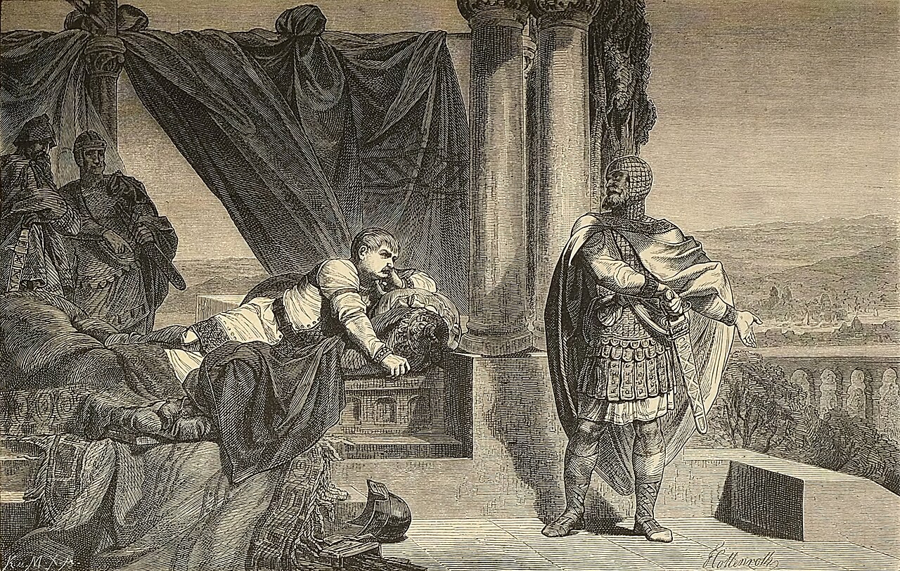 Friedrich Hottenroth - Charles the Fat and Count Rollo during the siege of Paris, c.