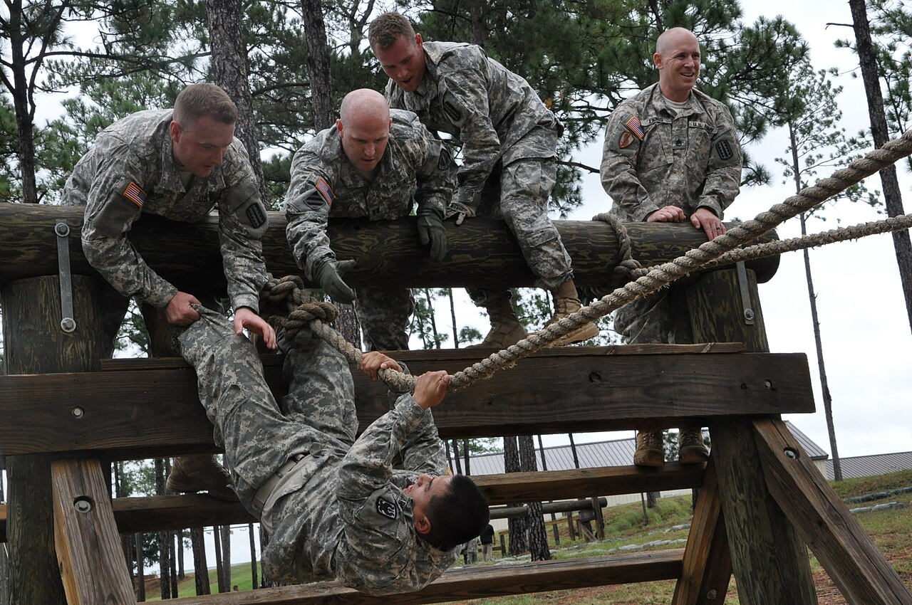 197th Infantry Brigade using an obstacle course during the Asymmetric Warfare Group's Asymmetric Warfare Adaptive Leader Program at Fort Benning, Georgia in 2012