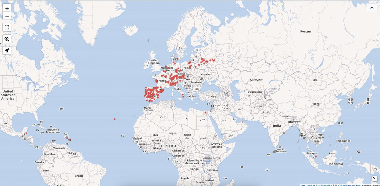 Map of battles of Napoleonic wars