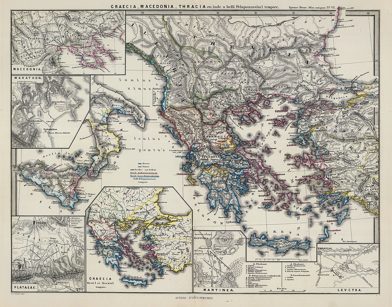 Greece, Macedonia and Thrace at the time of the the Peloponnesian War (Spruner-Menke, Atlas Antiquus, 1865)