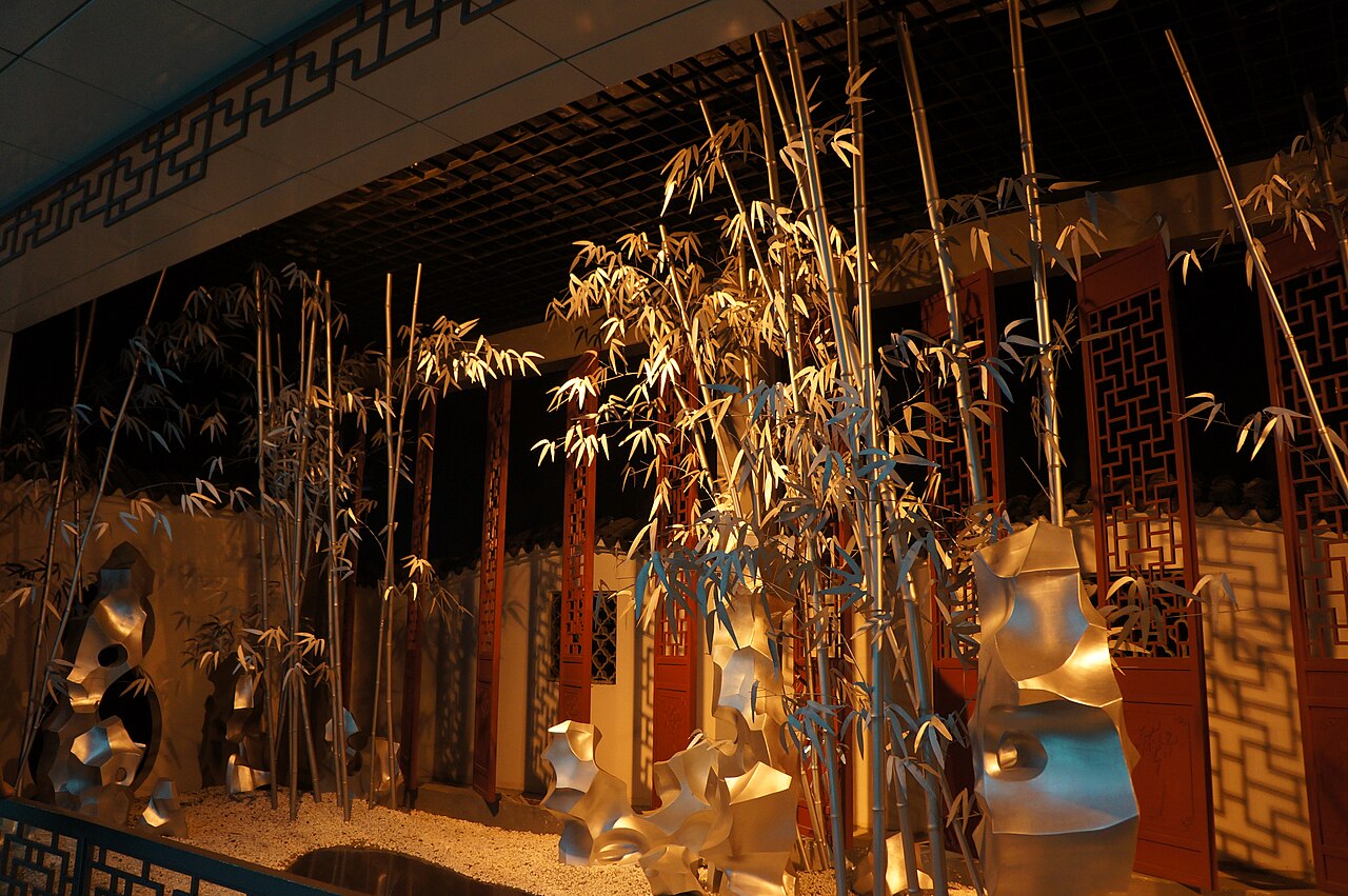 Modeled classical garden at SRT Suzhou Railway Station