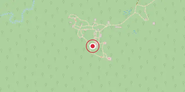 Street map of the area around Calakmul; the red dot marks 18°06′18″N 89°48′40″W