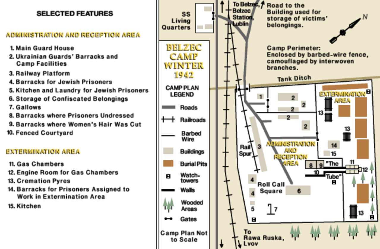 Belzec extermination camp map